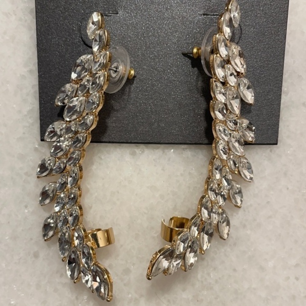 Massini cubic zirconia and gold tone stud earrings